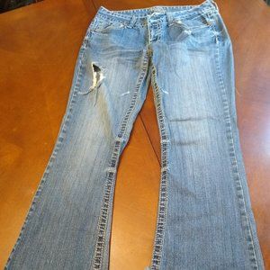 Junior's Low Rise Distressed Flare Jeans
